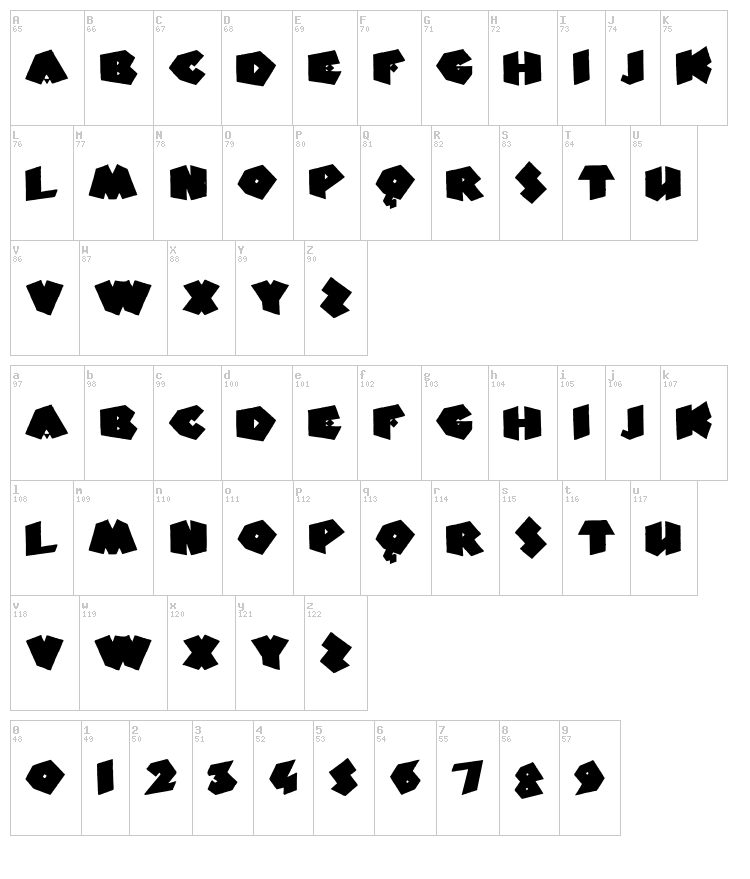 Fat Fantasy font map